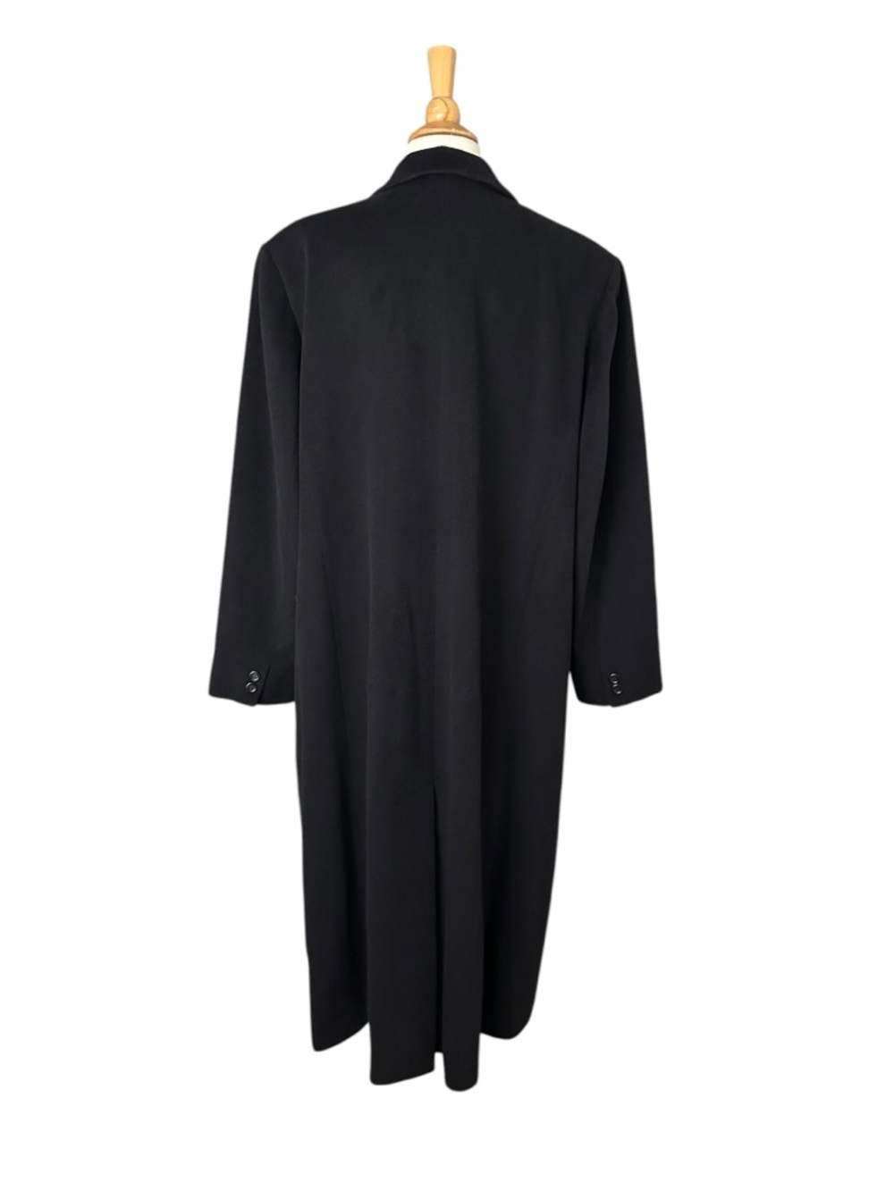 L.L.Bean Wool Cashmere Overcoat Black Long Minimalist Classic Quiet Luxury 2X - Picture 8 of 15